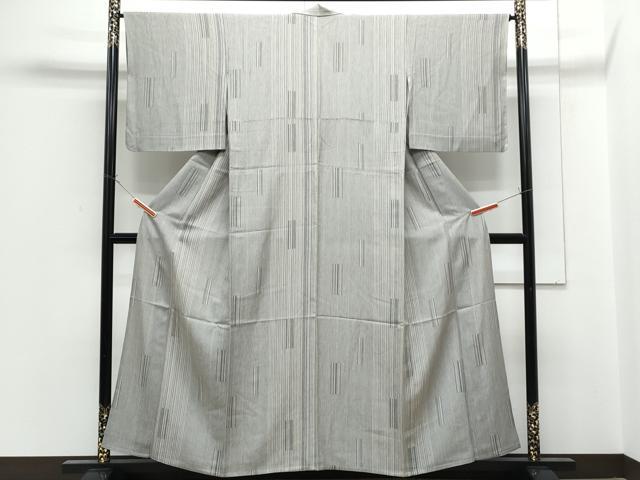 平和屋着物▽上質な小紋　単衣　縞　正絹　逸品　CABG2556th