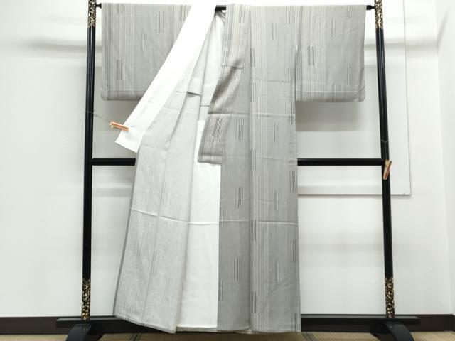 平和屋着物▽上質な小紋　単衣　縞　正絹　逸品　CABG2556th