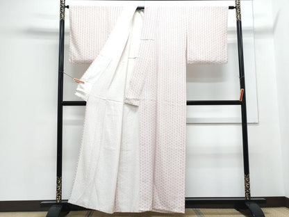 平和屋着物▽上質な小紋　単衣　麻の葉文様　正絹　逸品　CABG2560th