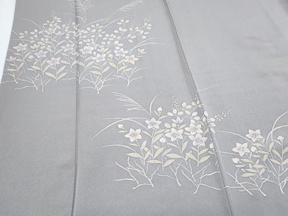 平和屋着物▽訪問着　単衣　草花文　正絹　逸品　CABG2561th