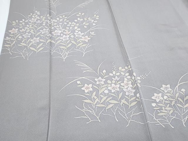 平和屋着物▽訪問着　単衣　草花文　正絹　逸品　CABG2561th