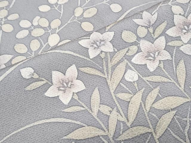 平和屋着物▽訪問着　単衣　草花文　正絹　逸品　CABG2561th