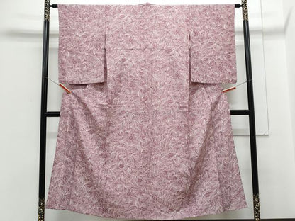 平和屋着物▽訪問着　単衣　草葉文　正絹　逸品　CABG2562th