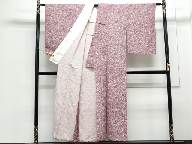 平和屋着物▽訪問着　単衣　草葉文　正絹　逸品　CABG2562th