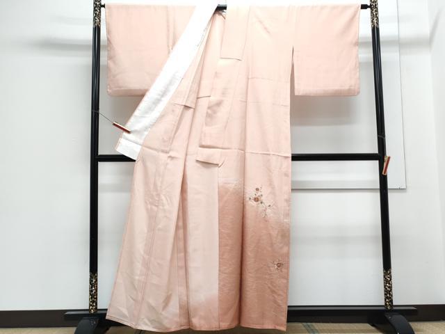 平和屋着物▽訪問着　単衣　刺繍　草花文　暈し染め　金銀彩　正絹　逸品　CABG2565th