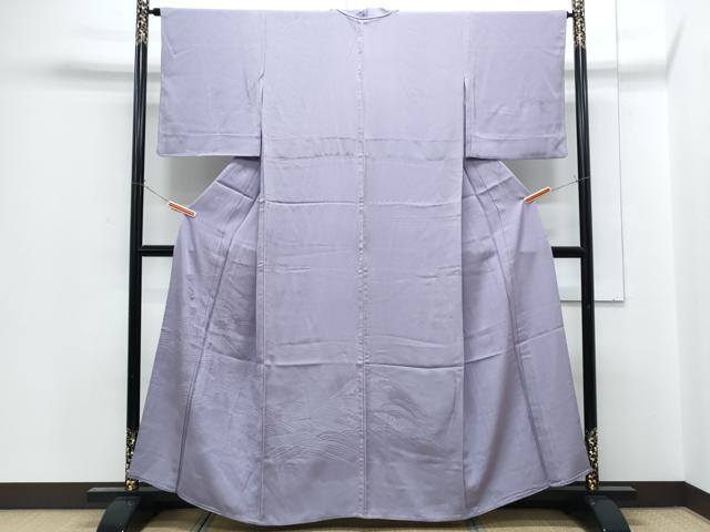 平和屋着物▽無地絵羽訪問着　単衣　立波地紋　半色　正絹　逸品　CABG2567th