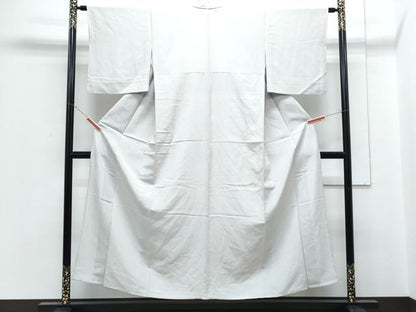 平和屋着物▽上質な色無地　単衣　白鼠色　正絹　逸品　CABG2571th