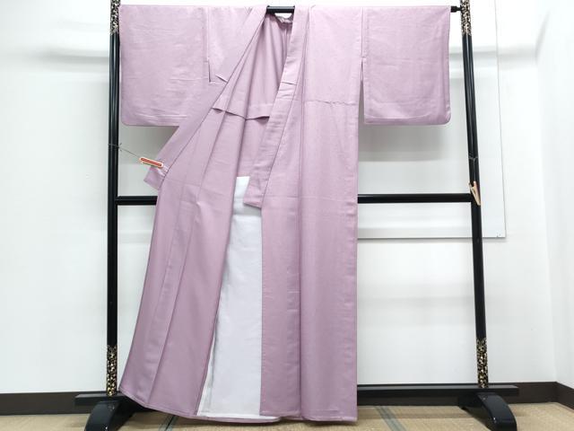 平和屋着物▽色無地　単衣　唐草地紋　紅藤色　洗える着物　CABG2572th