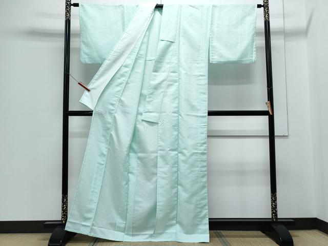 平和屋着物▽色無地　単衣　青磁鼠色　洗える着物　CABG2576th