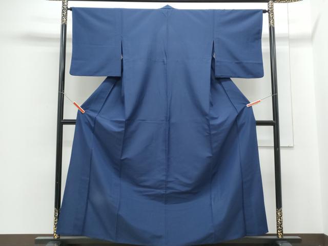 平和屋着物▽色無地紋　単衣　鉄紺色　洗える着物　CABG2579th