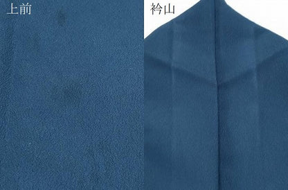 平和屋着物▽色無地　単衣　濃藍色　洗える着物　CABG2581th