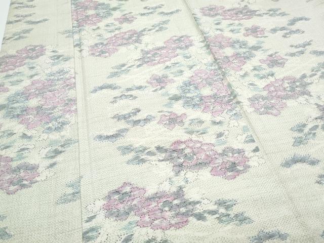 平和屋着物▽上質な紬　単衣　草花文　正絹　逸品　CABG2583th