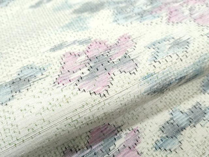 平和屋着物▽上質な紬　単衣　草花文　正絹　逸品　CABG2583th