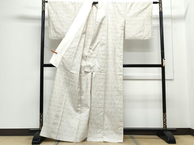 平和屋着物▽本場大島紬　単衣　白大島　7マルキ　吉祥花文　正絹　逸品　CABG2584th