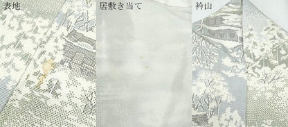 平和屋着物▽上質な紬　単衣　風景文　正絹　逸品　CABG2586th