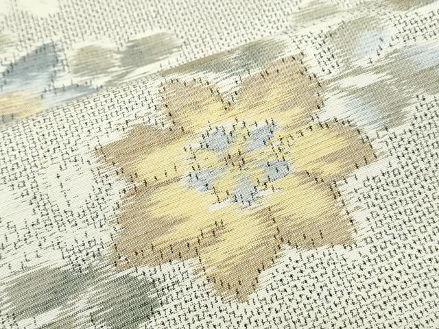 平和屋着物▽上質な紬　単衣　草花文　正絹　逸品　CABG2587th