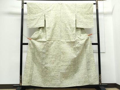 平和屋着物▽上質な紬　単衣　吉祥花文　正絹　逸品　CABG2589th