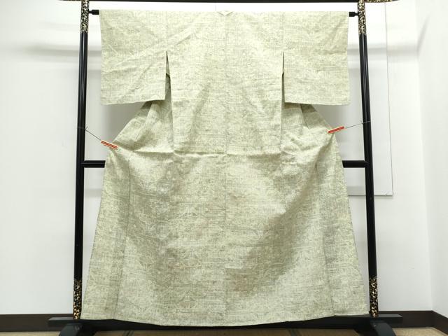 平和屋着物▽上質な紬　単衣　吉祥花文　正絹　逸品　CABG2589th