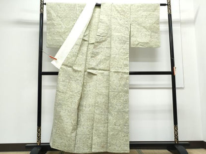 平和屋着物▽上質な紬　単衣　吉祥花文　正絹　逸品　CABG2589th