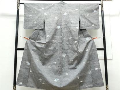 平和屋着物▽上質な紬　単衣　地紙文　正絹　逸品　CABG2594th