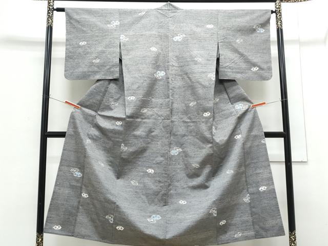 平和屋着物▽上質な紬　単衣　地紙文　正絹　逸品　CABG2594th