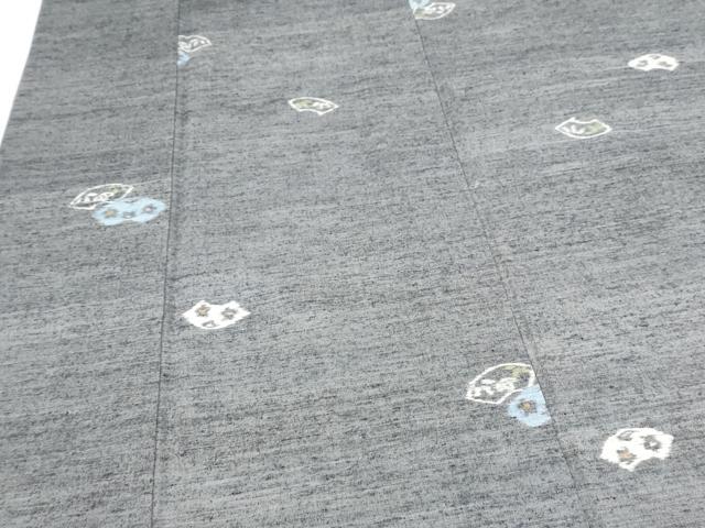 平和屋着物▽上質な紬　単衣　地紙文　正絹　逸品　CABG2594th