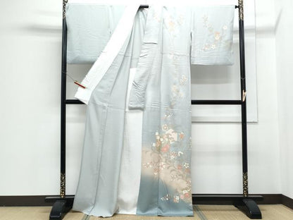 平和屋着物▽訪問着　単衣　亀甲更紗花文　暈し染め　金彩　正絹　逸品　CABG2596th