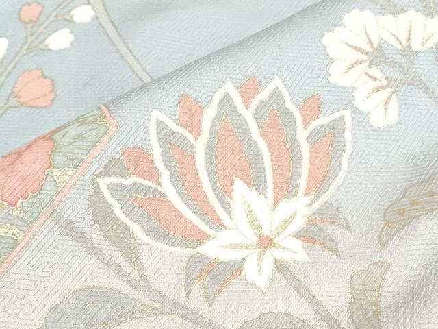 平和屋着物▽訪問着　単衣　亀甲更紗花文　暈し染め　金彩　正絹　逸品　CABG2596th