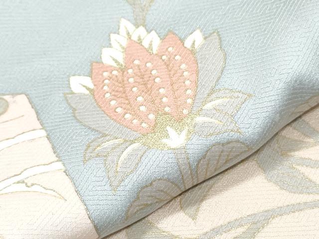 平和屋着物▽訪問着　単衣　亀甲更紗花文　暈し染め　金彩　正絹　逸品　CABG2596th