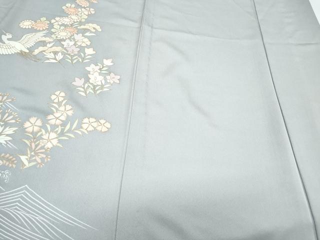 平和屋着物▽訪問着　単衣　駒刺繍　立波飛鶴花文　暈し染め　金彩　正絹　逸品　CABG2598th