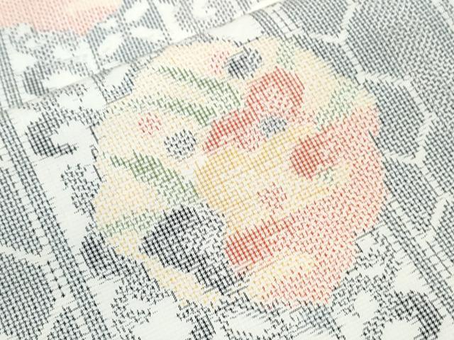平和屋着物▽上質な紬　単衣　吉祥花間道　正絹　逸品　CABG2599th