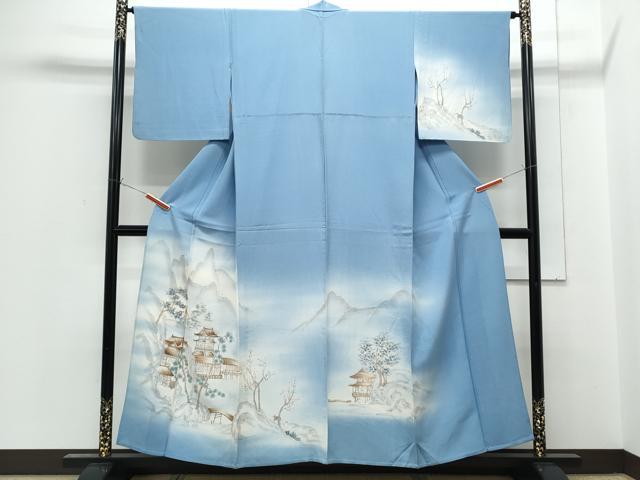 平和屋着物▽訪問着　単衣　手描き　風景文　暈し染め　正絹　逸品　CABG2602th