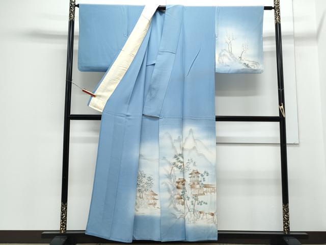 平和屋着物▽訪問着　単衣　手描き　風景文　暈し染め　正絹　逸品　CABG2602th
