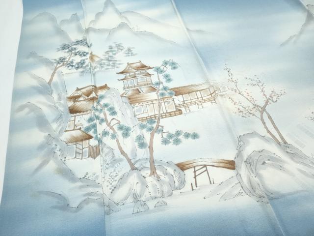 平和屋着物▽訪問着　単衣　手描き　風景文　暈し染め　正絹　逸品　CABG2602th
