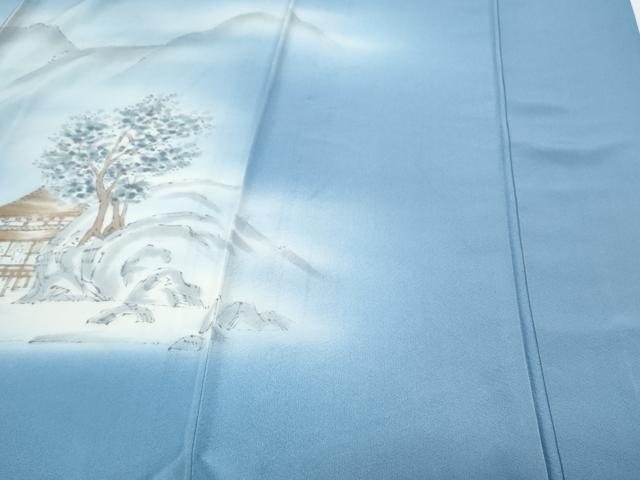 平和屋着物▽訪問着　単衣　手描き　風景文　暈し染め　正絹　逸品　CABG2602th