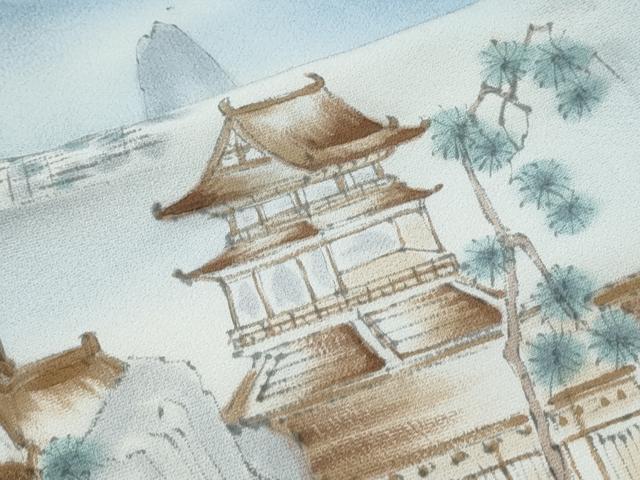 平和屋着物▽訪問着　単衣　手描き　風景文　暈し染め　正絹　逸品　CABG2602th