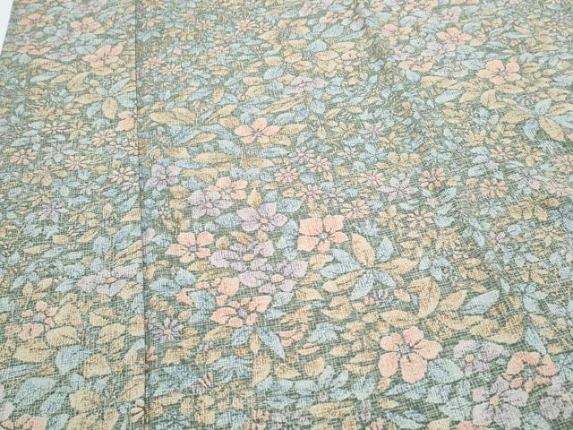 平和屋着物▽上質な小紋　単衣　草花文　正絹　逸品　CABG2604th