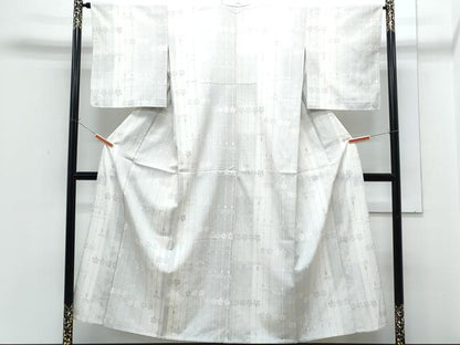 平和屋着物▽本塩沢　単衣　110亀甲　花間道　正絹　逸品　CABG2605th