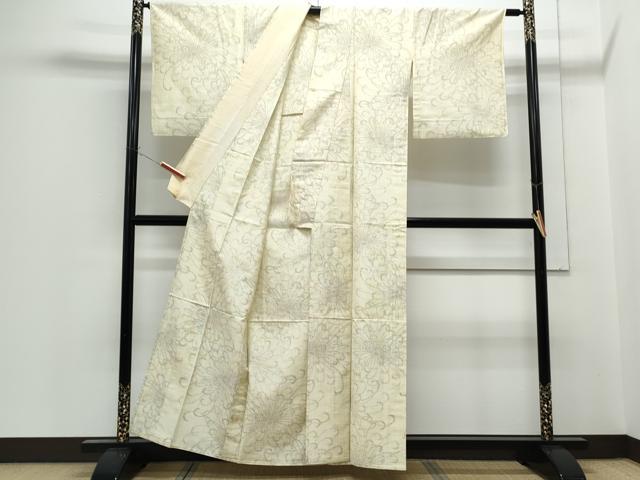 平和屋着物▽上質な紬　単衣　乱菊　正絹　逸品　CABG2606th