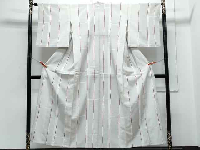平和屋着物▽本塩沢　単衣　110亀甲　亀甲間道　正絹　逸品　CABG2607th