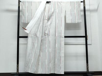 平和屋着物▽本塩沢　単衣　110亀甲　亀甲間道　正絹　逸品　CABG2607th