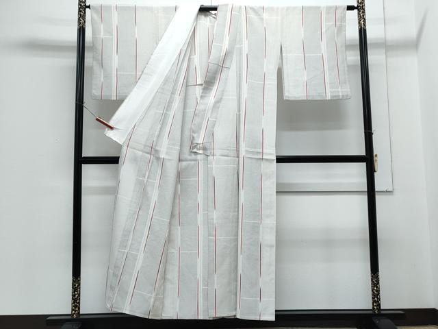 平和屋着物▽本塩沢　単衣　110亀甲　亀甲間道　正絹　逸品　CABG2607th
