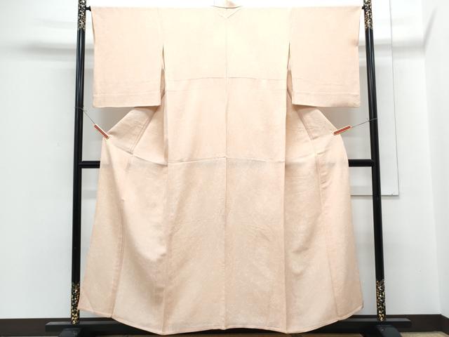 平和屋着物▽上質な小紋　単衣　草花文　鬼しぼ縮緬　正絹　逸品　CABG2608th