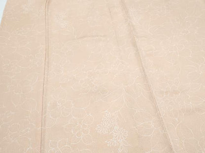 平和屋着物▽上質な小紋　単衣　草花文　鬼しぼ縮緬　正絹　逸品　CABG2608th