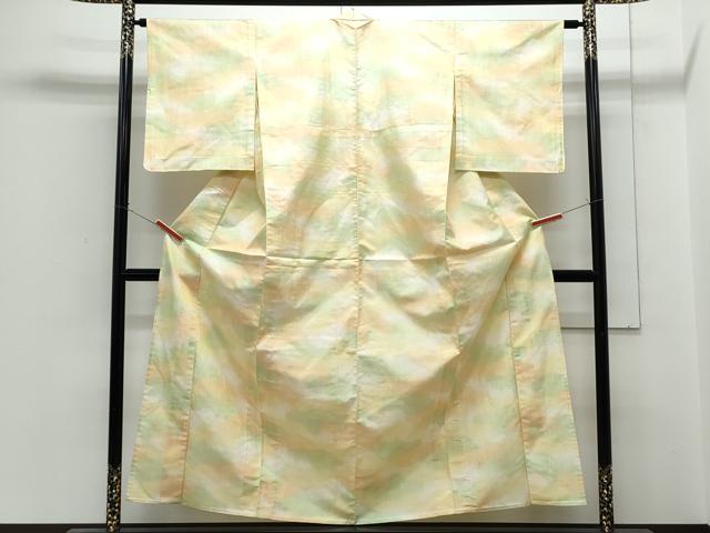 平和屋着物▽上質な紬　単衣　霞文　暈し染め　正絹　逸品　CABG2612th