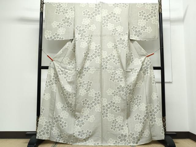 平和屋着物▽上質な紬　単衣　舞花文　正絹　逸品　CABG2613th
