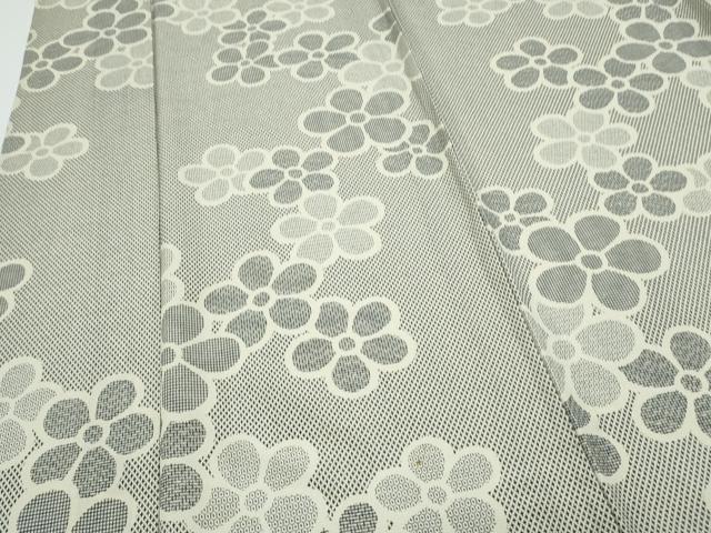 平和屋着物▽上質な紬　単衣　舞花文　正絹　逸品　CABG2613th