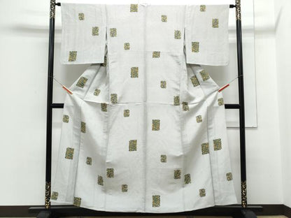 平和屋着物▽上質な小紋　単衣　色紙吉祥花文　正絹　逸品　CABG2615th