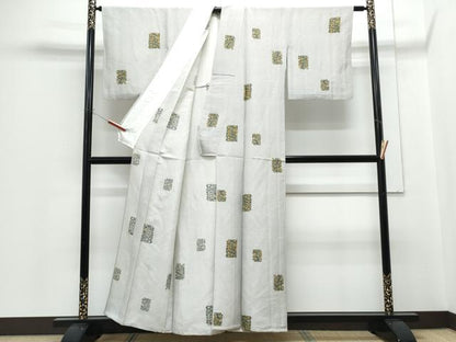 平和屋着物▽上質な小紋　単衣　色紙吉祥花文　正絹　逸品　CABG2615th