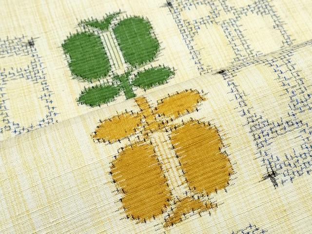 平和屋着物▽上質な紬　単衣　遠州椿　正絹　逸品　CABG2619th